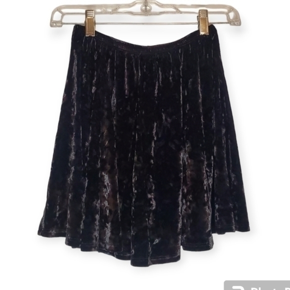 John Galt Black Velvet Skaters Skirt